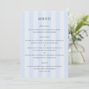 Menu Mariage élégant aux rayures bleues modernes