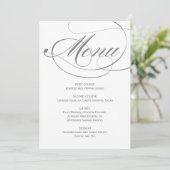 Menu Mariage élégant avec calligraphie grise (Debout devant)