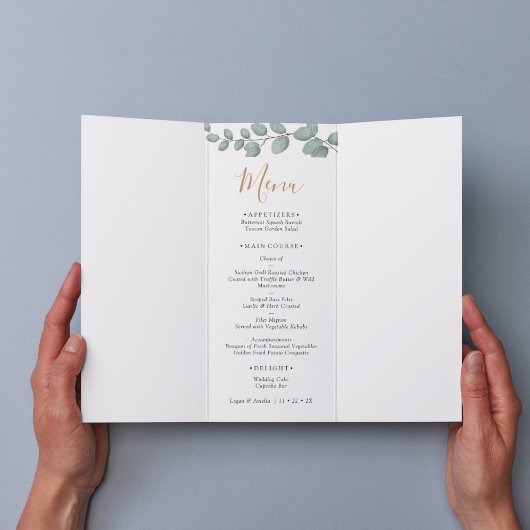 Menu Mariage Élégant avec Verdure d'Eucalyptus