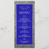 Menu Mariage Élégant Bleu Argent (Devant)