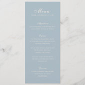 Menu Mariage Élégant Bleu Classique Uni (Devant)