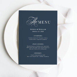 Menu Mariage élégant bleu marine Luxe Classique