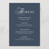 Menu Mariage élégant bleu marine | Luxe Classique (Devant)