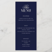Menu Mariage Élégant Bleu Nuit à l'Ancienne (Devant)