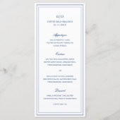 Menu Mariage Élégant Bleu Nuit Classique (Devant)