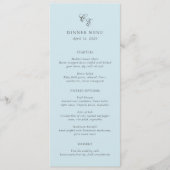 Menu Mariage Élégant Bleu Poudre Classique Monogramme (Devant)