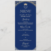 Menu Mariage Élégant Bleu Royal Or (Devant)