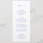 Menu Mariage Élégant Bleu Royal Traditionnel (Devant)