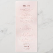 Menu Mariage Élégant Boho Pink à feuilles minimes (Devant)