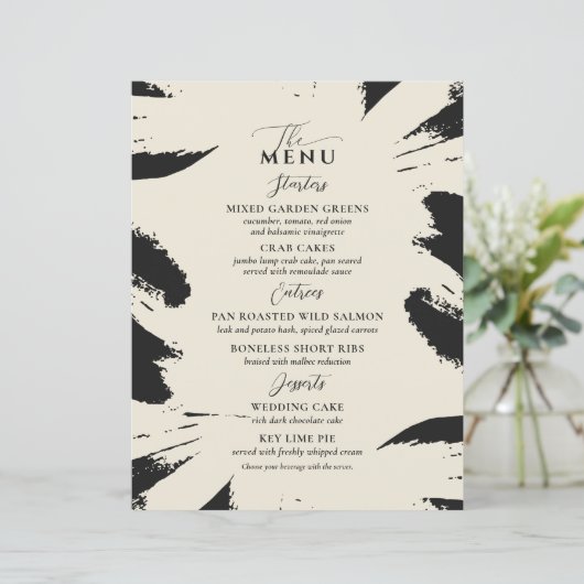 Menu Mariage élégant Bone Black Two Entree (Debout devant)