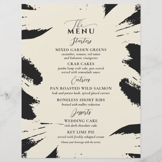 Menu Mariage élégant Bone Black Two Entree (Devant)