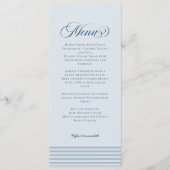 Menu Mariage Élégant Bord de Mer Rayure Bleue (Devant)