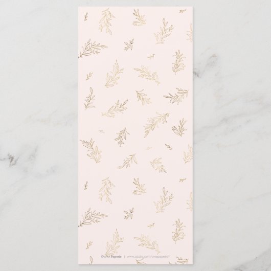 Menu Mariage élégant, botanique et doré (Dos)