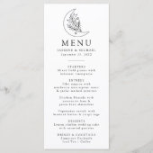 Menu Mariage Élégant Botanique Lune et Étoiles (Devant)
