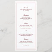 Menu Mariage Élégant Bourgogne Classique (Devant)