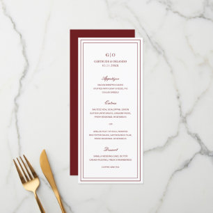 Menu Mariage Élégant Bourgogne Classique