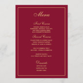 Menu Mariage élégant Burgundy Gold Script (Devant)
