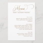 Menu Mariage élégant, Calligraphie blanche et or (Devant)
