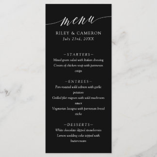 Menu Mariage élégant calligraphie délicate noir