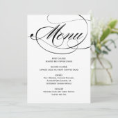 Menu Mariage Élégant Calligraphié Noir et Blanc (Debout devant)