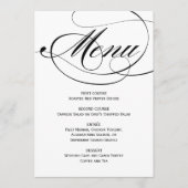 Menu Mariage Élégant Calligraphié Noir et Blanc (Devant)