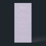 Menu Mariage élégant Celine Lilac<br><div class="desc">Menus mariages classiques,  au design simple et intemporel,  avec script élégant et polices serif traditionnelles.</div>