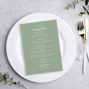 Menu Mariage élégant Chic Calligraphie Sage Green Diner
