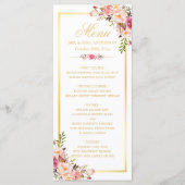 Menu mariage Elegant Chic Gold Frame Floral (Devant)