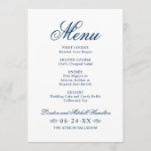 Menu Mariage Élégant Classique Bleu Marine (Devant)