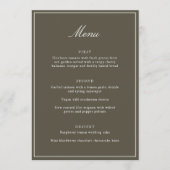 Menu Mariage Élégant Classique Bordure Olive Script (Devant)