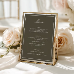 Menu Mariage Élégant Classique Bordure Olive Script