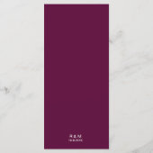 Menu Mariage élégant classique Bourgogne (Dos)