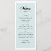 Menu Mariage élégant classique calligraphié bleu (Devant)