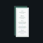 Menu Mariage élégant classique Emerald Green<br><div class="desc">Menu mariage vert forêt/vert émeraude de style classique avec un design simple et minimal avec votre monogramme, noms et date mariage en haut ainsi que votre menu entouré d'une double bordure. Les fontes alternent entre un script élégant, une fonte serif traditionnelle et minimaliste sans serif. Ce menu conviendra parfaitement à...</div>
