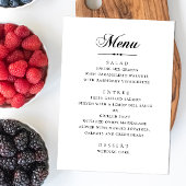 Menu Mariage élégant classique minimaliste calligraphié