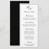 Menu Mariage Élégant Classique Noir et Blanc (Devant / Derrière)