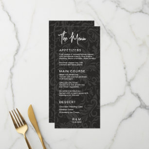 Menu Mariage élégant classique noir et blanc