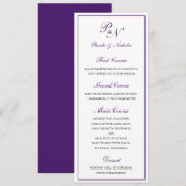 Menu Mariage Élégant Classique Royal Pourpre (Devant / Derrière)
