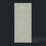 Menu Mariage élégant classique vert émoussé<br><div class="desc">Menus mariages classiques,  au design simple et intemporel,  avec script élégant et polices serif traditionnelles.</div>
