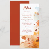 Menu Mariage élégant d'automne à l'aquarelle avec feuil (Devant / Derrière)