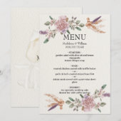 Menu Mariage élégant de Boho rustique moderne (Devant / Derrière)