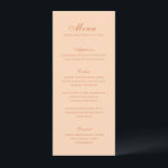 Menu Mariage élégant de Celine Peach<br><div class="desc">Menus mariages classiques,  au design simple et intemporel,  avec script élégant et polices serif traditionnelles.</div>