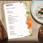 Menu Mariage Élégant de Citrouille de feuilles d'automn