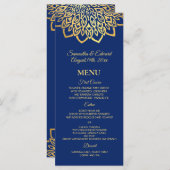 Menu Mariage élégant de la Gold Navy (Devant / Derrière)
