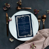 Menu Mariage Élégant de Luxe Bleu Nuit et Argent