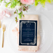 Menu Mariage Élégant de Luxe Bleu Nuit et Argent