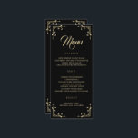 Menu mariage Elégant Déco Or Rétro Noir<br><div class="desc">Menu mariage Elégant Déco Gold Retro Black. Éléments correspondants disponibles.</div>
