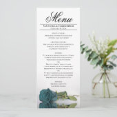 Menu Mariage Élégant Dos Rose Turquoise Sarcelle Blanc (Debout devant)