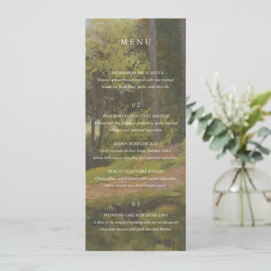 Menu Mariage Élégant en Forêt Rustique (Debout devant)