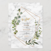 Menu Mariage élégant en marbre géométrique de cuivre Eu (Devant / Derrière)